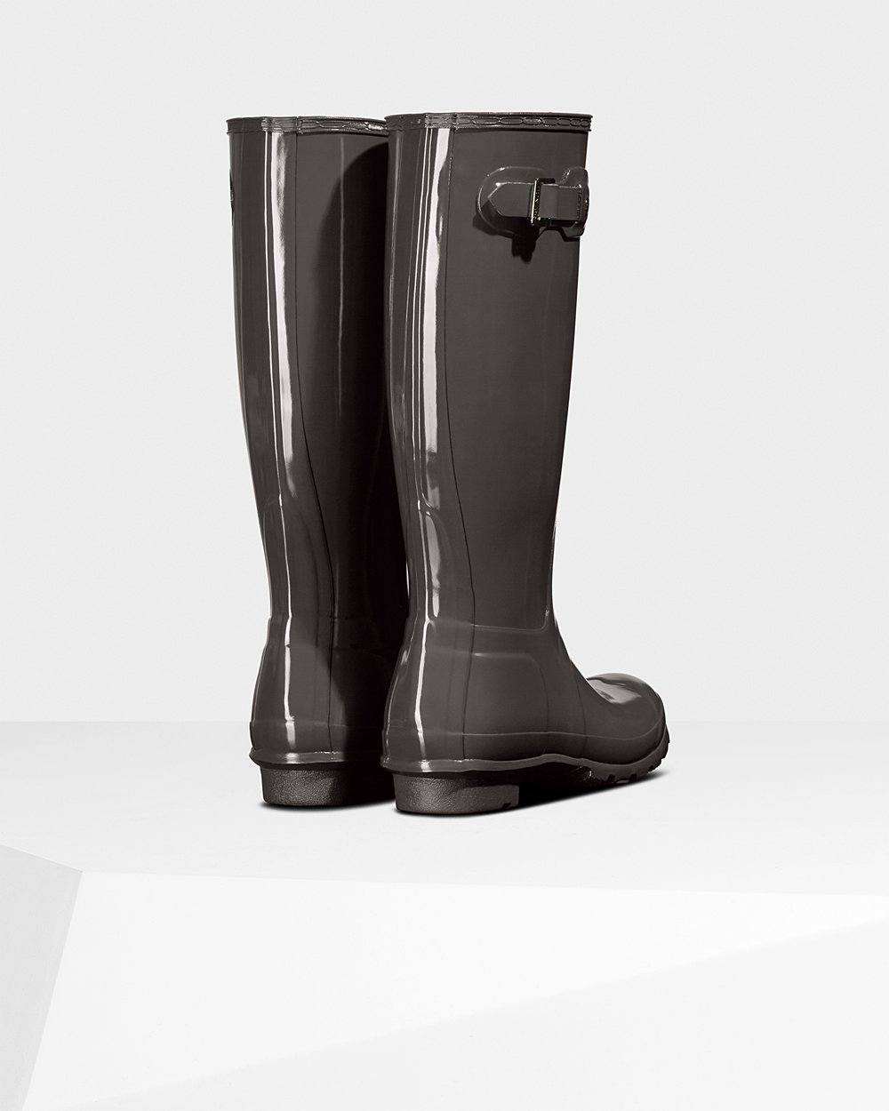 Womens Hunter Original Gloss - Tall Rain Boots Grey - 4510-SGKHC